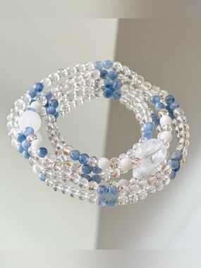 Natural Crystal Bracelet | Black Gold Super Seven, Kyanite